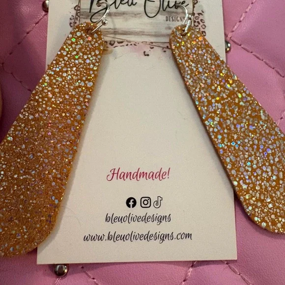 5 pairs of Glitter Teardrop Earrings,fish hook backs - Picture 2 of 2